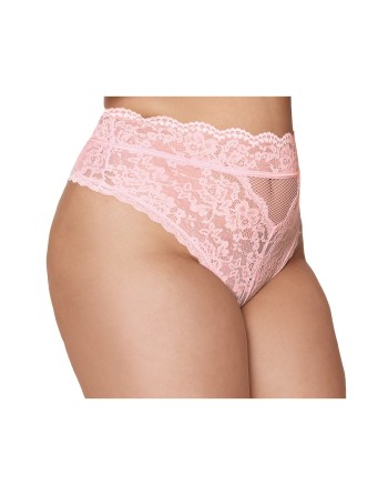 String grande taille dentelle taille haute rose 