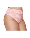String grande taille dentelle taille haute rose 