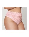 String grande taille dentelle taille haute rose 