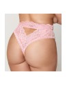 String grande taille dentelle taille haute rose 