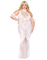 Robe bodystocking, grande taille, en résille t dentelle blanche 