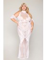 Robe bodystocking, grande taille, en résille t dentelle blanche 