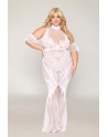 Robe bodystocking, grande taille, en résille t dentelle blanche 