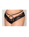 Culotte en dentelle noire, grande taille, avec lanières et chaines dorées 