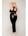 Ensemble Soutien-gorge et jupe longue, grande taille, noir en simili cuir 