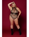 Body en résille, grande taille, avec Harnais simili cuir et chaines 