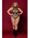 Body en résille, grande taille, avec Harnais simili cuir et chaines 