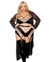 Ensemble grande taille avec Soutien-gorge, jupe porte-jarretelles, string  