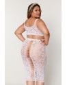 Ensemble 2 pièces grande taille, brassière résille fantaisie et jupe longue assorti 