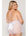 Body grande taille dentelle blanc avec tulle amovible 