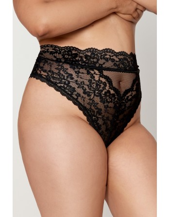 String grande taille dentelle taille haute noir 