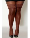 Bas nylon autofixant couleur café grande taille 