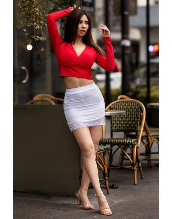 Jupe courte blanche Camélia