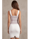 Robe sensuelle et habillée avec maille transparente blanche
