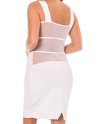 Robe sensuelle et habillée avec maille transparente blanche