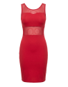 Robe sensuelle et habillée avec maille transparente rouge