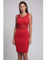 Robe sensuelle et habillée avec maille transparente rouge