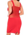 Robe sensuelle et habillée avec maille transparente rouge