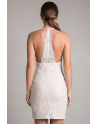 Robe blanche simili cuir et dentelle Sophia
