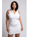 Robe blanche sensuelle avec capuche et bandeau poitrine Adriana