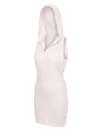 Robe blanche sensuelle avec capuche et bandeau poitrine Adriana