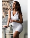 Robe blanche sensuelle avec capuche et bandeau poitrine Adriana