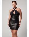 Robe noire simili cuir Margot
