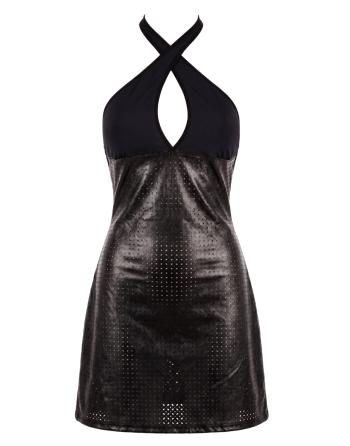 Robe noire simili cuir Margot