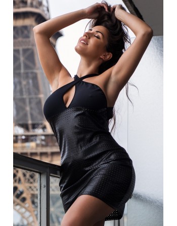 Robe noire simili cuir Margot