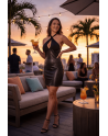 Robe noire simili cuir Margot