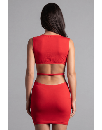 Robe rouge large décollectée Olivia