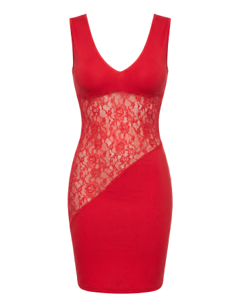 Robe rouge large décollectée Olivia