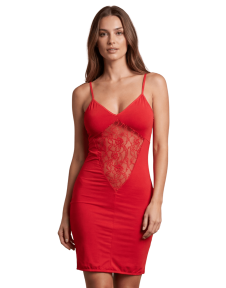 Robe décollectée rouge Emilia