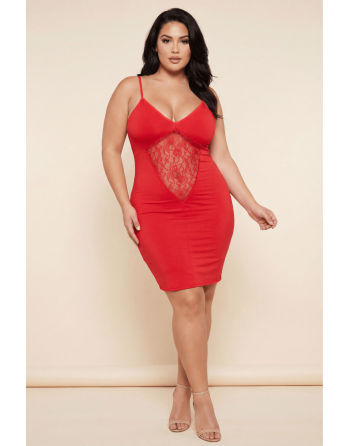 Robe décollectée rouge Emilia