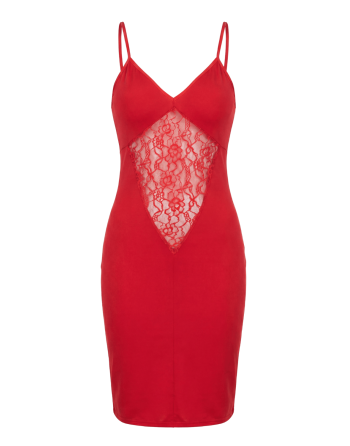 Robe décollectée rouge Emilia