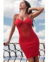 Robe décollectée rouge Emilia