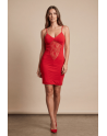 Robe décollectée rouge Emilia