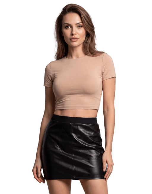 Jupe courte simili cuir noir Paula
