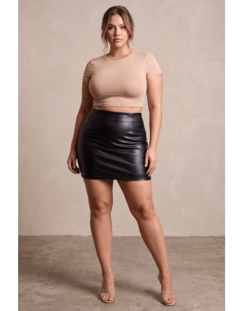 Jupe courte simili cuir noir Paula