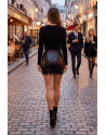 Jupe courte simili cuir noir Paula