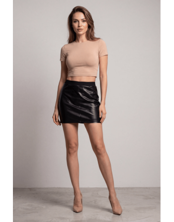 Jupe courte simili cuir noir Paula