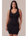 Robe noire avec ouverture filet sur les côtés -  Léa