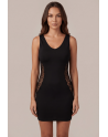 Robe noire avec ouverture filet sur les côtés -  Léa