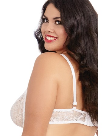 Soutien-gorge blanc grande taille demi-bonnets seins nus avec armatures 