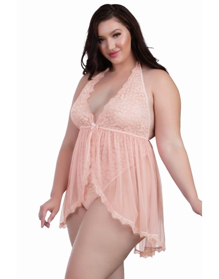 Body string grande taille décolleté effet nuisette ouverte 