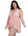 Body string grande taille décolleté effet nuisette ouverte 