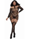 Bodystocking résille guêpière grande taille réversible avec tour de cou 