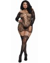 Bodystocking résille guêpière grande taille réversible avec tour de cou 