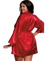 Nuisette grande taille rouge avec peignoir satinés 