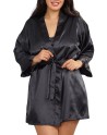 Nuisette grande taille noire avec peignoir satinés 